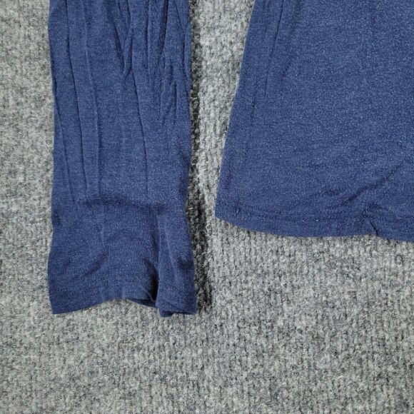 Prana Shirt Women Medium Blue Patch Logo Round Neck Long Sleeve Pocket Pullover - Picture 8 of 15